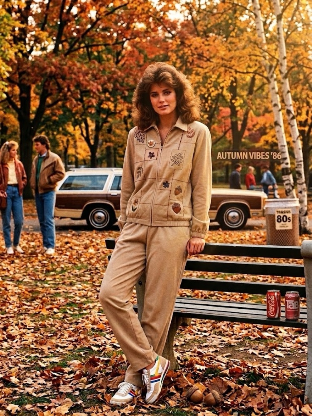 Vintage Alfred Dunner Beige Embroidered Bomber Jacket Fall Leaves Set